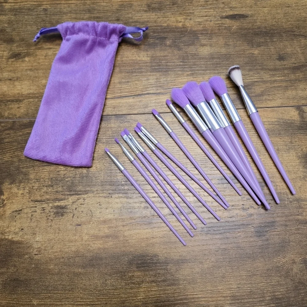 New purple 13 peice Makeup Brush Set with Pouch